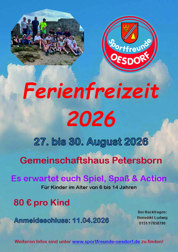 Flyer Ferienfreizeit 2026